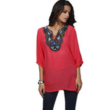 2018 Spring Summer Blouse Shirt Fashion Embroidery XXXL Woman Clothes Female Blusa Feminina Casual Vintage Shirt Women Tops Tee