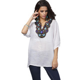 2018 Spring Summer Blouse Shirt Fashion Embroidery XXXL Woman Clothes Female Blusa Feminina Casual Vintage Shirt Women Tops Tee
