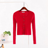 2018 spring New women's Korean autumn sweater sexy tight cardigan Women Slim waist round neck short paragraph cardigan coat