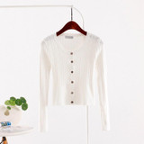 2018 spring New women's Korean autumn sweater sexy tight cardigan Women Slim waist round neck short paragraph cardigan coat