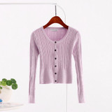 2018 spring New women's Korean autumn sweater sexy tight cardigan Women Slim waist round neck short paragraph cardigan coat