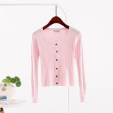 2018 spring New women's Korean autumn sweater sexy tight cardigan Women Slim waist round neck short paragraph cardigan coat