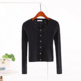 2018 spring New women's Korean autumn sweater sexy tight cardigan Women Slim waist round neck short paragraph cardigan coat