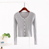 2018 spring New women's Korean autumn sweater sexy tight cardigan Women Slim waist round neck short paragraph cardigan coat
