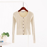 2018 spring New women's Korean autumn sweater sexy tight cardigan Women Slim waist round neck short paragraph cardigan coat
