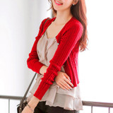 2018 spring New women's Korean autumn sweater sexy tight cardigan Women Slim waist round neck short paragraph cardigan coat