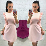 2018 Spring New Fashion Women Sweet Ruffles Dress Casual O-Neck 3/4 Sleeve Slim Dresses Elegant Evening Party Bodycon Vestidos