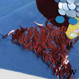 2018 Spring New Fashion Women Sweaters Full Sleeve O-Neck Sequined Blue Pullovers Computer Knitted Pageant C-017