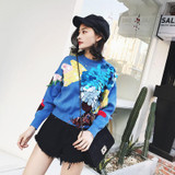 2018 Spring New Fashion Women Sweaters Full Sleeve O-Neck Sequined Blue Pullovers Computer Knitted Pageant C-017