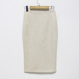 2018 Spring Gray Pink Women Suede Midi Pencil Skirts Causal High Waist Sexy Stretch Ladies Office Work Wear Saia