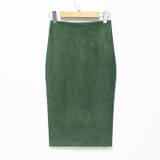 2018 Spring Gray Pink Women Suede Midi Pencil Skirts Causal High Waist Sexy Stretch Ladies Office Work Wear Saia