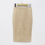 2018 Spring Gray Pink Women Suede Midi Pencil Skirts Causal High Waist Sexy Stretch Ladies Office Work Wear Saia