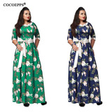 5XL 6XL Sexy Maxi Dress big size 2017 Women Autumn Winter plus size Party Dress Vintage loose Floral Printing Boho Long Dresses