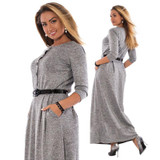 5XL 6XL Robe 2018 Autumn Winter Dress Big Size Elegant Long Sleeve Maxi Dress Women Office Work Dresses Plus Size Women Clothing