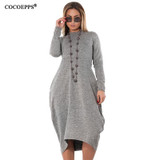 5XL 6XL Loose Casual women Dress big sizes new 2017 Autumn Winter Plus Size long dress Irregular Long Sleeve dresses vestidos
