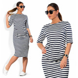 5XL 6XL Large Size 2018 Autumn Summer Dress Big Size Black White Striped Dress Straight Dresses Plus Size Women Clothing Vestido