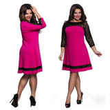 5XL 6XL Large Size 2017 Spring Summer Dress Big Size Pink Elegance Lace Dress Women Dresses Plus Size Women Clothing Vestidos