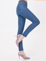 5XL 6XL Ladies 100% Cotton Denim Skinny Jeans woman Pencil Pants Plus Large Size Women Elastic Waist Pants Female Trousers XXXXL