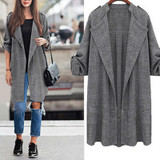 5XL 4XL 3XL Plus Size Women Trench 2017 Spring Gray Solid Long-sleeve Fashion Long Coat Slim Outerwear Women Windbreaker Coats