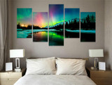 5Piece Wall Canvas Prints Art Poster Colorful Aurora Borealis Art Painting Canvas Quadros Home Decor Art Prints Painting
