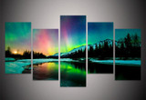 5Piece Wall Canvas Prints Art Poster Colorful Aurora Borealis Art Painting Canvas Quadros Home Decor Art Prints Painting
