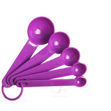 5pcs/set Purple&amp;Black Baking Cooking Kitchen Tools Measuring Spoon Silicone Measuring Ladle with Scale