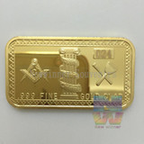 5pcs/set Fraternal Souvenir Bullion Bar coins 1 oz 24 gold plated Magnificent Freemasonry Masonic Art Crafts Bars