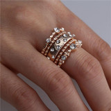 5pcs/set Fashion Vintage Rose Gold Stackable Ring Sparkly Rings for Women