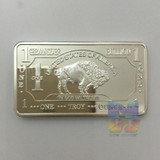 5pcs/set 1 oz Buffalo Fine Gold Plated Replica Bullion Bar Liberty silver plated metal coin Bar