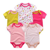 5PCS/LOT Unisex Top Quality Baby Rompers Short Sleeve Cottom O-Neck 0-12M Novel Newborn Boys&Girls Roupas de bebe Baby Clothes