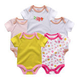 5PCS/LOT Unisex Top Quality Baby Rompers Short Sleeve Cottom O-Neck 0-12M Novel Newborn Boys&Girls Roupas de bebe Baby Clothes