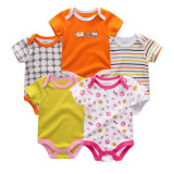 5PCS/LOT Unisex Top Quality Baby Rompers Short Sleeve Cottom O-Neck 0-12M Novel Newborn Boys&Girls Roupas de bebe Baby Clothes