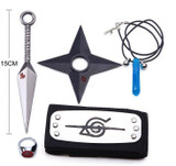 5PCS/Lot Naruto Kunai Cosplay Accessories Items Weapons Naruto Weapon Set Headband Necklace Tsunade Minato Metal Knife Toys