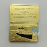 5pcs/lot 999 Fine Gold Titanic Bar 1 oz Canada Taitanic bullion bar+1oz Colorized Painted Titanic Coin
