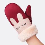Children Boys Girls Rabbit Fur Twist Winter Gloves Faux Suede Windproof Warm Gloves Kids luva deri eldiven Mittens Long Rope