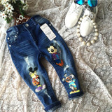 Children Boys Jeans for Girls Ripped Jeans Kids Denim Broken Hole Pants Baby Girl Cartoon Jeans Trousers Kids Clothing 2 8 year