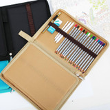 Bgln Canvas Pencils Pouch Bag 72 Holes Folded Brush Case With Zipper cartucheras para lapices Pocket Art Supplies