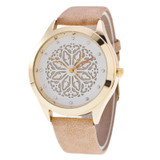 BGG watch hollow out flower dial ladies Casual Watch fashion Rhinestone Women Dress Watch Leather Quartz Wristwatch clock hours