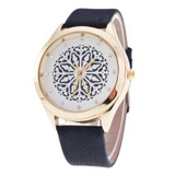 BGG watch hollow out flower dial ladies Casual Watch fashion Rhinestone Women Dress Watch Leather Quartz Wristwatch clock hours