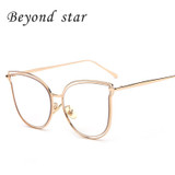 Beyond Star High Quality Clear Lens Glasses Women Brand Designed Fashion Metal Frames Eyeglasses Gold Aviator Glasses Lunettes