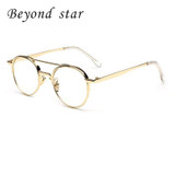 Beyond Star High Quality Clear Lens Glasses Women Brand Designed Fashion Metal Frames Eyeglasses Gold Aviator Glasses Lunettes