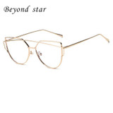 Beyond Star High Quality Clear Lens Glasses Women Brand Designed Fashion Metal Frames Eyeglasses Gold Aviator Glasses Lunettes