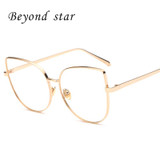 Beyond Star High Quality Clear Lens Glasses Women Brand Designed Fashion Metal Frames Eyeglasses Gold Aviator Glasses Lunettes