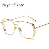 Beyond Star High Quality Clear Lens Glasses Women Brand Designed Fashion Metal Frames Eyeglasses Gold Aviator Glasses Lunettes