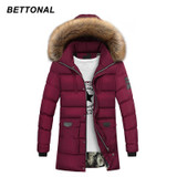BETTONAL Winter Parka Men Jacket Coat Fur Collar Outerwear Fashion Hood Padded Quilted Warm Male Jackets Hooded Casual Wadde