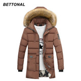 BETTONAL Winter Parka Men Jacket Coat Fur Collar Outerwear Fashion Hood Padded Quilted Warm Male Jackets Hooded Casual Wadde