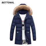 BETTONAL Winter Parka Men Jacket Coat Fur Collar Outerwear Fashion Hood Padded Quilted Warm Male Jackets Hooded Casual Wadde