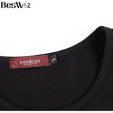 Beswlz Men Tops T-Shirts Long Sleeve O Neck Spring Autumn Letter Pattern Print Cotton Slim Men T Shirts Casual Tops Tees 5811