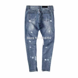 Best version 2016 Fear of God FOG zippers skinny slim fit mens Distressed justin bieber black cotton Denim jeans