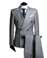 Best Selling Custom Made Groomsman Black Double Breasted Suit Men Wedding Suits Groom Tuxedos For Men Bridegroom Jacket+Pant+Tie